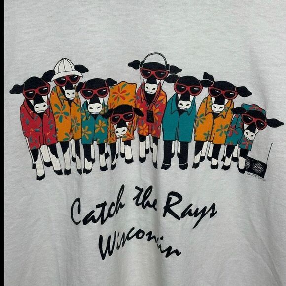 Vintage 80s Wisconsin Cows Funny T Shirt Medium - Picture 3 of 7
